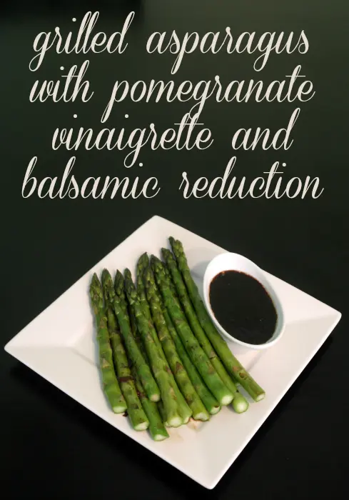Grilled Asparagus with Pomegranate Vinaigrette and Balsamic Reduction #shop 