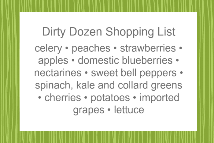 Printable Dirty Dozen Shopping List