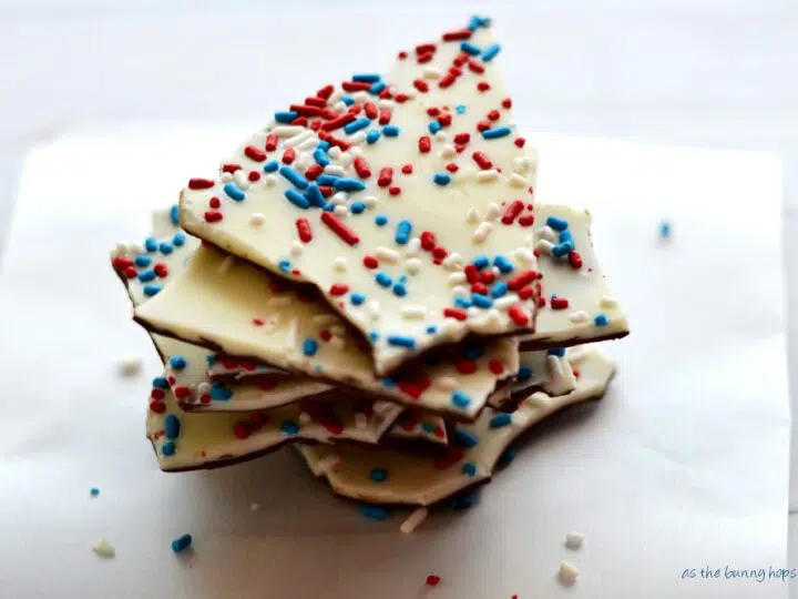 Easy to make Red, White & Blue Chocolate Bark is the perfect treat for your 4th of July party!