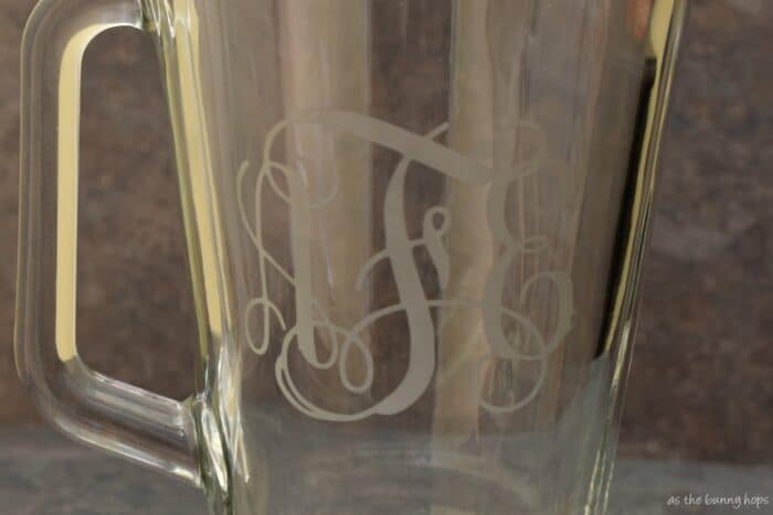 It's easier than you think to create an etched monogram glass pitcher! #ShowMeTheShine #ad