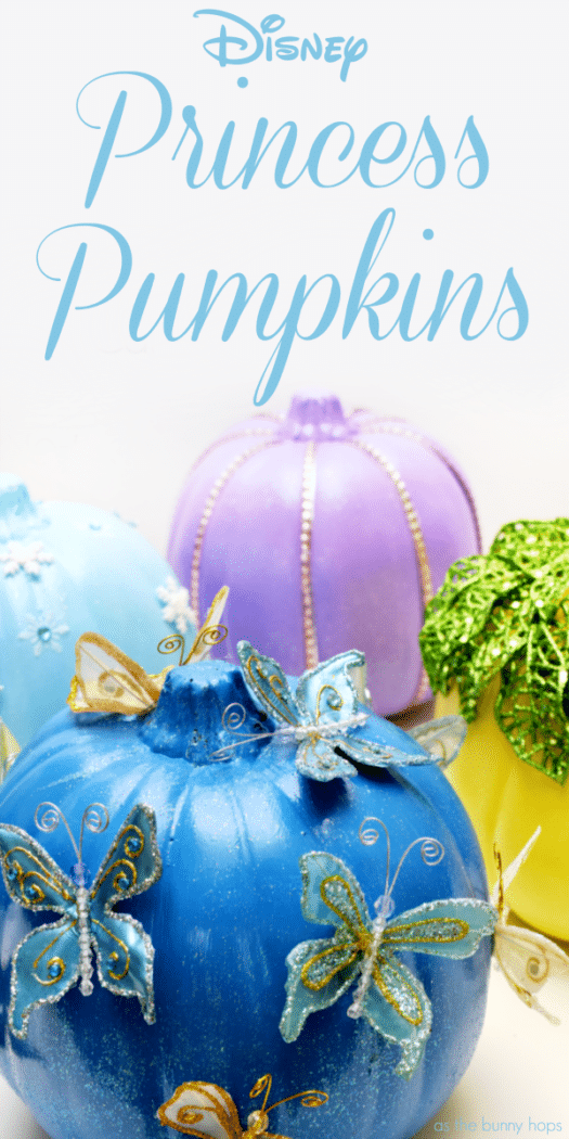 Try these easy to make no-carve Disney Princess Pumpkins featuring Rapunzel, Tiana, Elsa and Cinderella! Visit As The Bunny Hops for details and a ton of Disney Halloween DIY inspiration! ! 