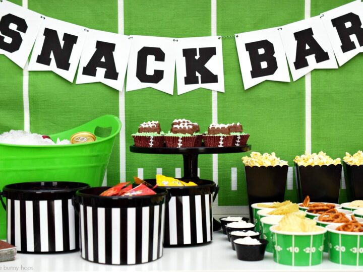 Ready for the big game? Create the perfect football party snack bar with a collection of grab and go snacks!