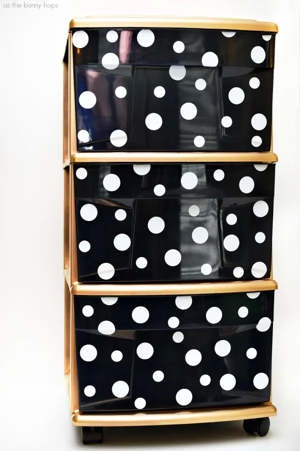 Give your storage an update with this Kate Spade-Inspired Storage Cart. It's easy to DIY with a little contact paper and spray paint!