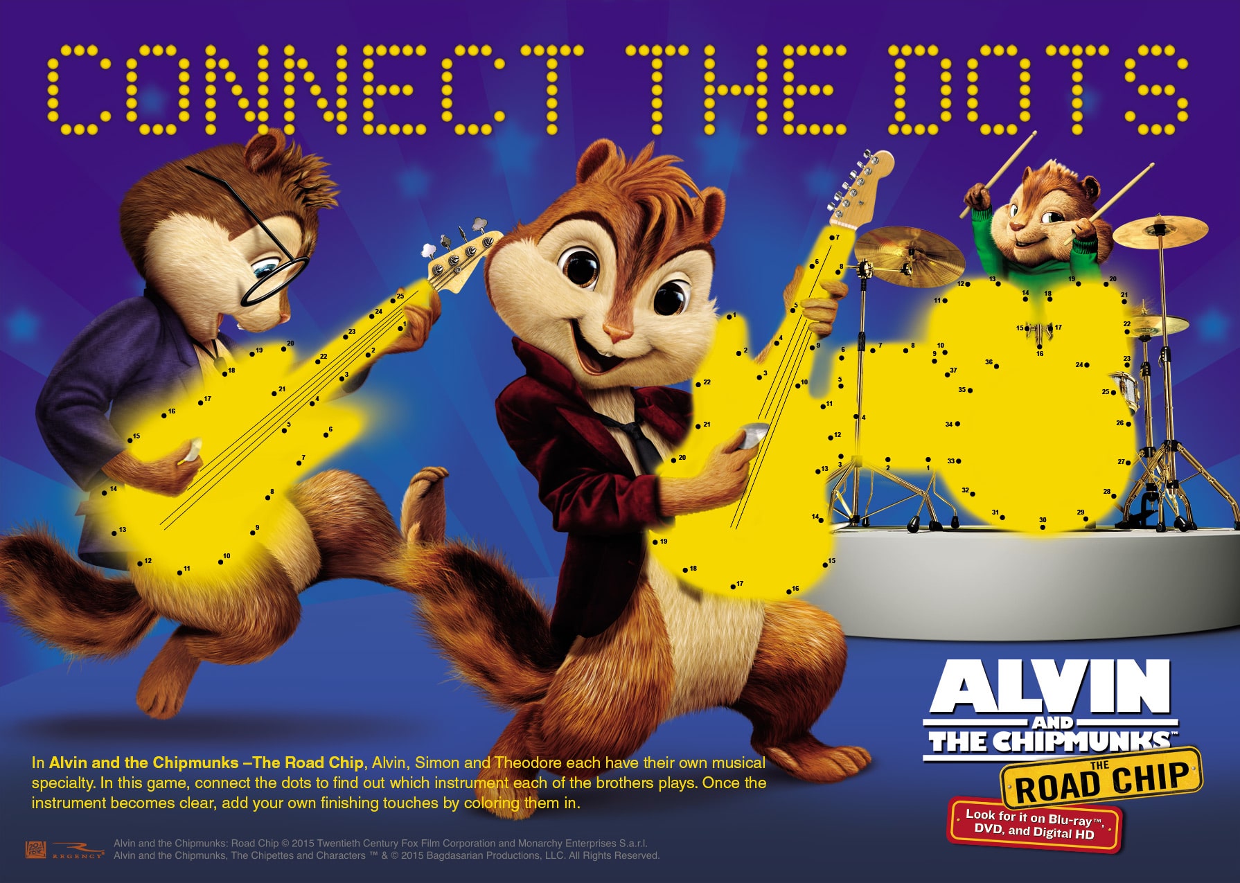 Alvin and the Chipmunks: The Road Chip Activity Sheets.