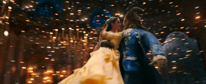 Belle (Emma Watson) comes to realize that underneath the hideous exterior of the Beast (Dan Stevens) there is the kind heart of a Prince in Disney's BEAUTY AND THE BEAST, a live-action adaptation of the studio's animated classic directed by Bill Condon.
