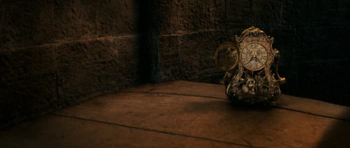 Cogworth the mantel clock in Disney's BEAUTY AND THE BEAST, a live-action adaptation of the studio's animated classic.