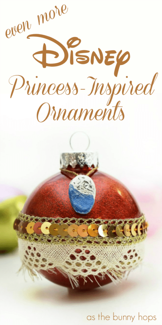 Craft up some Disney-inspired fun with some sparkly princess ornaments! These DIY Christmas ornaments include Moana, Ariel and Sleeping Beauty! Visit As The Bunny Hops for all of the details on this Disney craft, along with a ton of Disney Christmas holiday inspiration! 