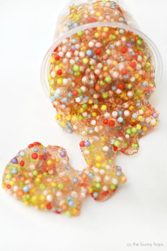 Make traditional slime with a fun new twist-add colorful styrofoam beads and you have "Unicorn Goo"!