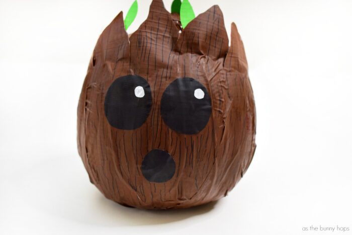 Get ready for Halloween with this DIY Baby Groot Pumpkin. It's made with duct tape! 