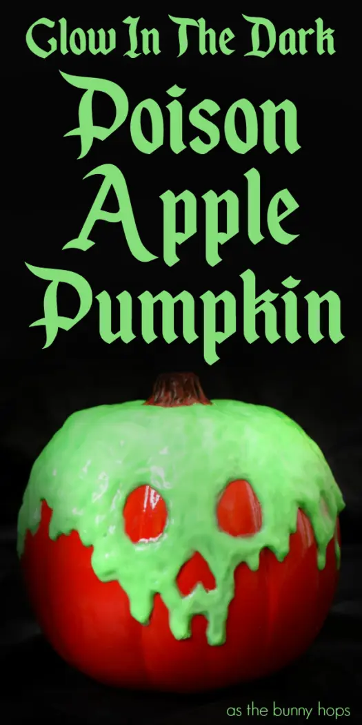 You'll be surprised by just how easy it is to make this Glow In The Dark Poison Apple Pumpkin! Get the details on this no-carve Disney craft and lots of Halloween DIY inspiration at As The Bunny Hops!