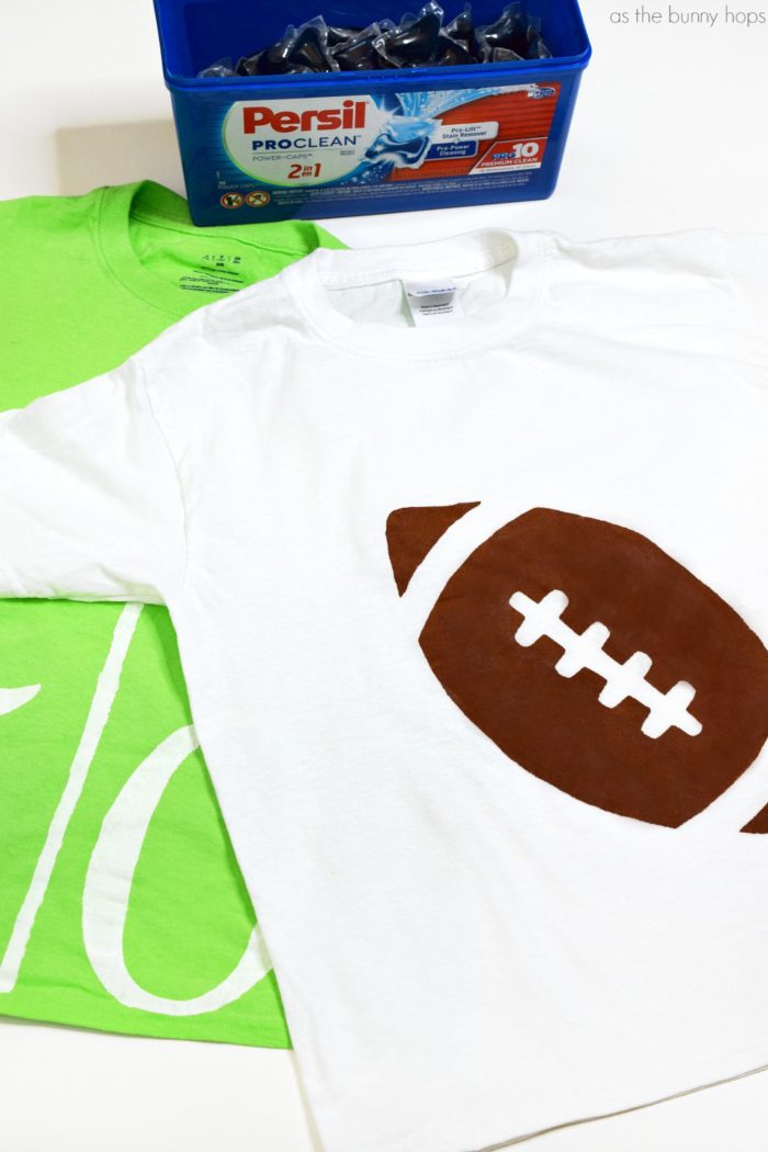 Freezer paper stencils are the easy and fun way to make your own DIY Football T-Shirts, even if you're normally all thumbs when it comes to paint and stencils! 