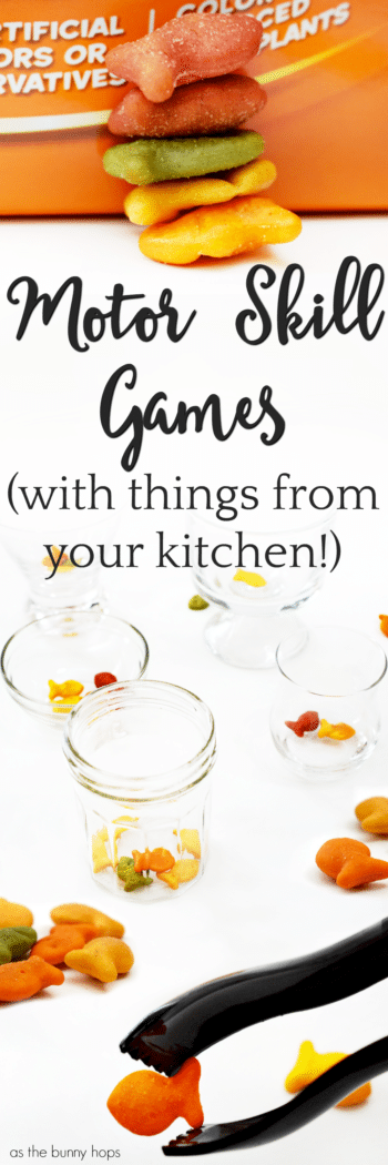 Create a trio of motor skill games with things you can find already in your kitchen! 
