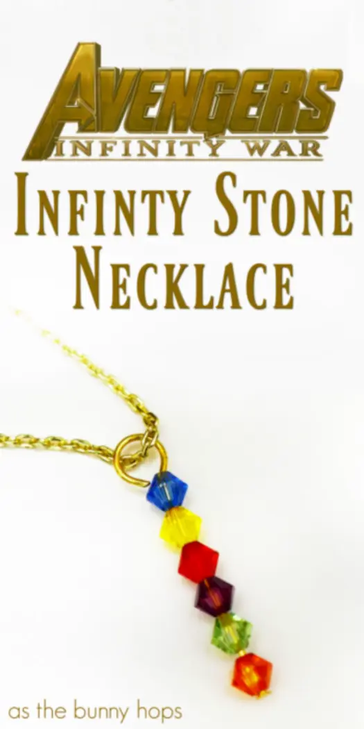 Celebrate Marvel's Avengers: Infinity War with an easy to make Infinity Stone Necklace. Get the instructions and lots of Marvel DIY inspiration at As The Bunny Hops! 