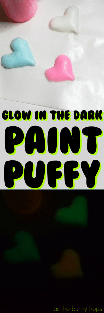 It's easy and fun to make glow in the dark puffy paint. It only takes two ingredients! Get the instructions on DIY Puffy Paint that glows at As The Bunny Hops! 
