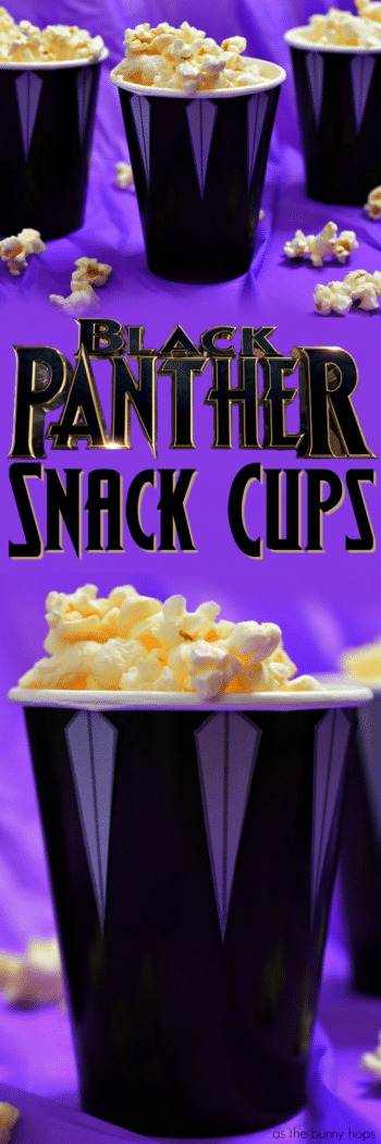 Celebrate Marvel's Black Panther with these easy to make Black Panther Party Cups and tons of Black Panther Party ideas. Includes a free printable that can be used to make Black Panther favor bags, a Black Panther garland and more..