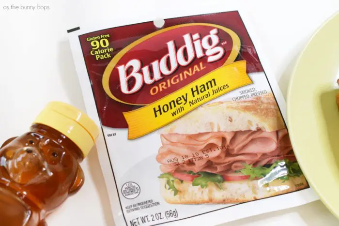 Buddig Honey Ham with Honey Bear. A ham and honey grilled cheese is a delicious twist to your favorite comfort food sandwich. Get the recipe at As The Bunny Hops!