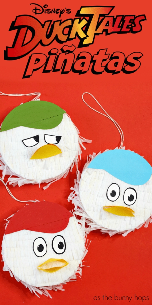 Celebrate the adventures of Huey, Dewey and Louie with these easy to make DuckTales Piñatas. This Disney DIY is perfect for a DuckTales themed birthday party! 