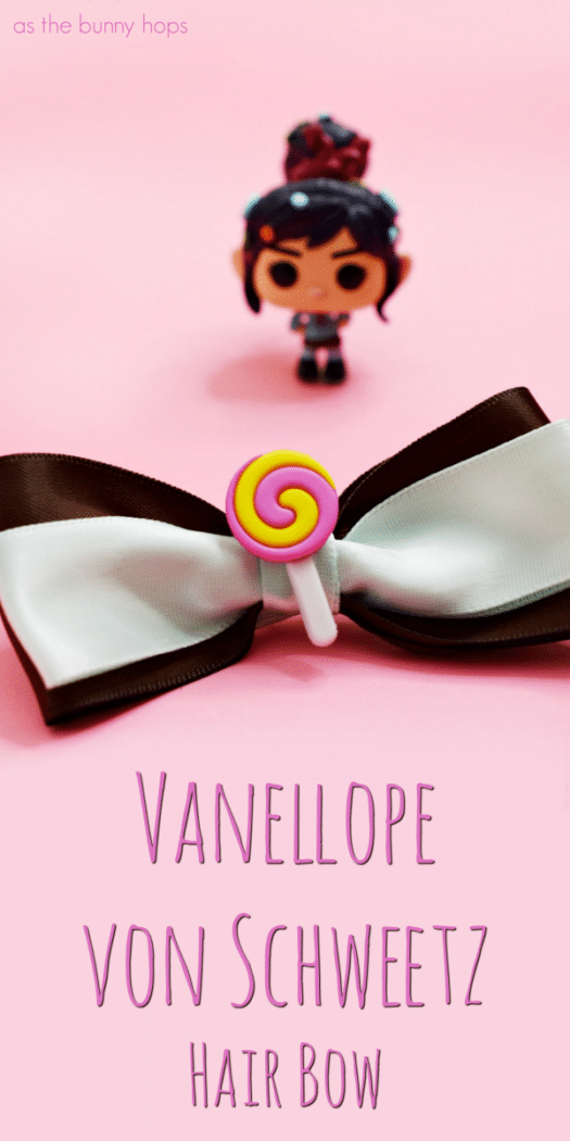 Make this super sweet Vanellope von Schweetz Hair Bow in minutes! Get all of the details for this craft and tons of Disney DIY inspiration at As The Bunny Hops!