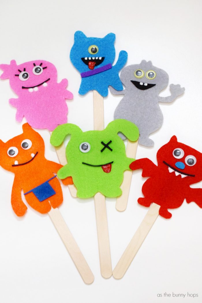 Make an adorable batch of stick puppets inspired by the Ugly Dolls movie! 