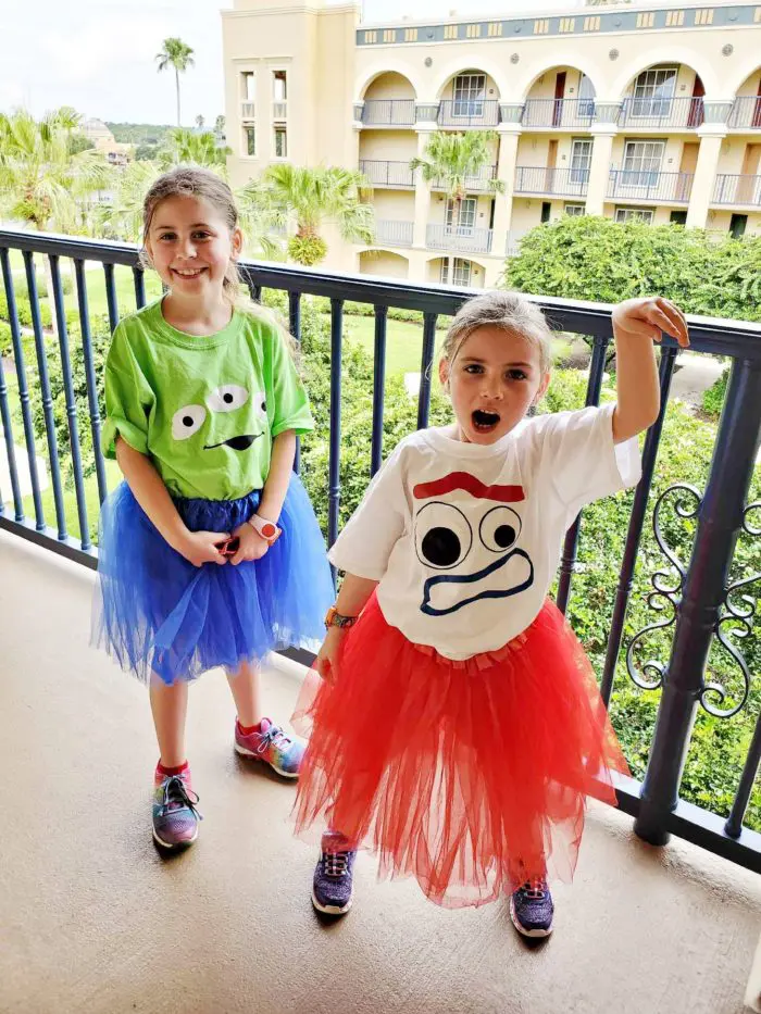 Ivy and Lorie in Alien and Forky T-Shirts at Coronado Springs before Toy Story 4 Screening. 