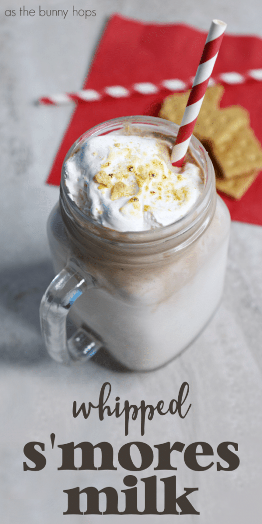 When you make a batch of whipped s'mores milk, it's like creating summers by the campfire in a cup! Get the easy recipe at As The Bunny Hops! 
