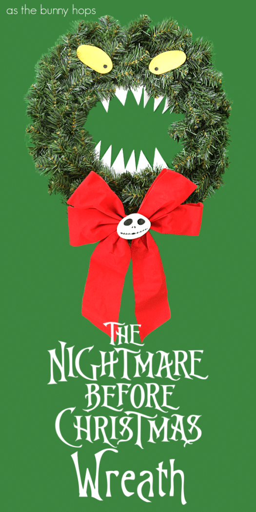 This fun The Nightmare Before Christmas wreath craft can live on your door from Halloween through Christmas. Best of all, this easy DIY costs less than $10 to make! 