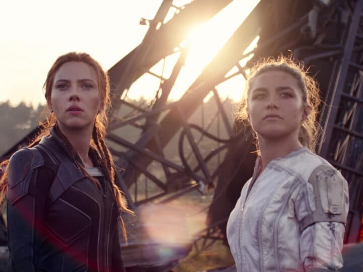 (L-R): Black Widow/Natasha Romanoff (Scarlett Johansson) and Yelena (Florence Pugh) in Marvel Studios' BLACK WIDOW, in theaters and on Disney+ with Premier Access. Photo courtesy of Marvel Studios.