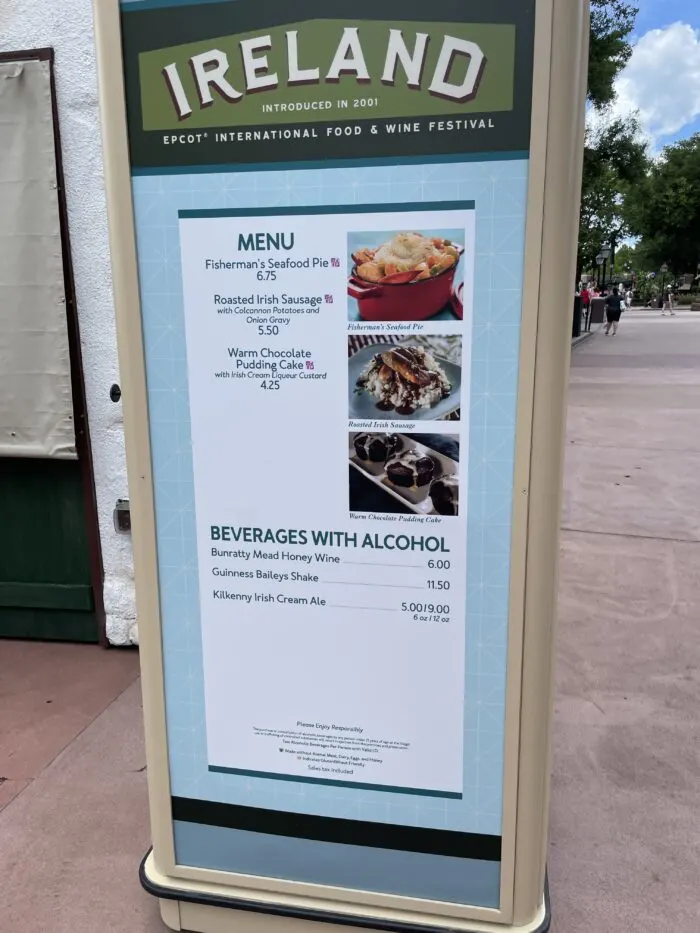 Plan ahead for your visit to Epcot's International Food and Wine Festival with this list of menus and prices. 