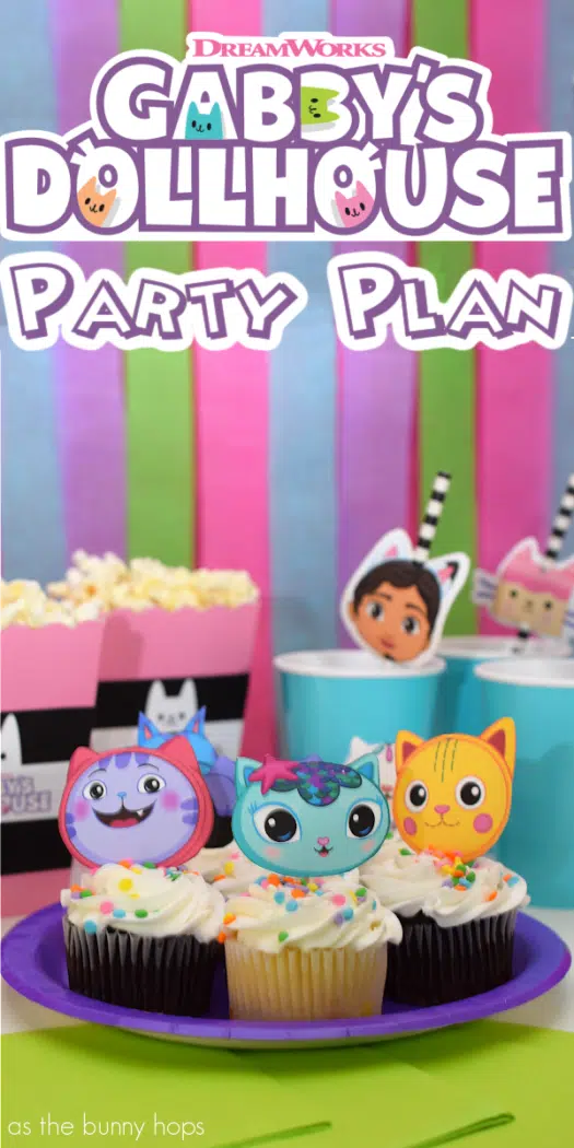Get ready to paw-ty with this easy to create Gabby's Dollhouse party plan! Hop over to As The Bunny Hops for the details and printables! 