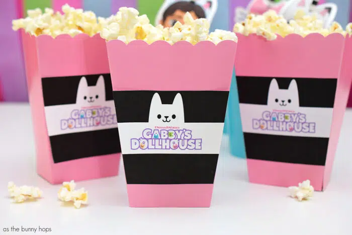Gabby's Dollhouse Popcorn Boxes
Get ready to paw-ty with this easy to create Gabby's Dollhouse party plan! 
