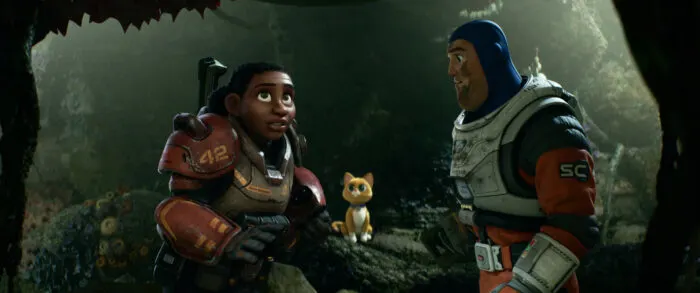 TEAMING UP – In Disney and Pixar’s “Lightyear,” Izzy Hawthorne (voice of Keke Palmer), the eager leader of a team of cadets called the Junior Zap Patrol, teams up with Buzz Lightyear (voice of Chris Evans) and his dutiful robot companion, Sox (voice of Peter Sohn), on a mission to figure out exactly what—or who—is behind a mysterious alien spaceship hovering above their planet. Directed by Angus MacLane (co-director “Finding Dory”) and produced by Galyn Susman (“Toy Story That Time Forgot”), the sci-fi action-adventure opens in U.S. theaters on June 17, 2022. © 2022 Disney/Pixar. All Rights Reserved.